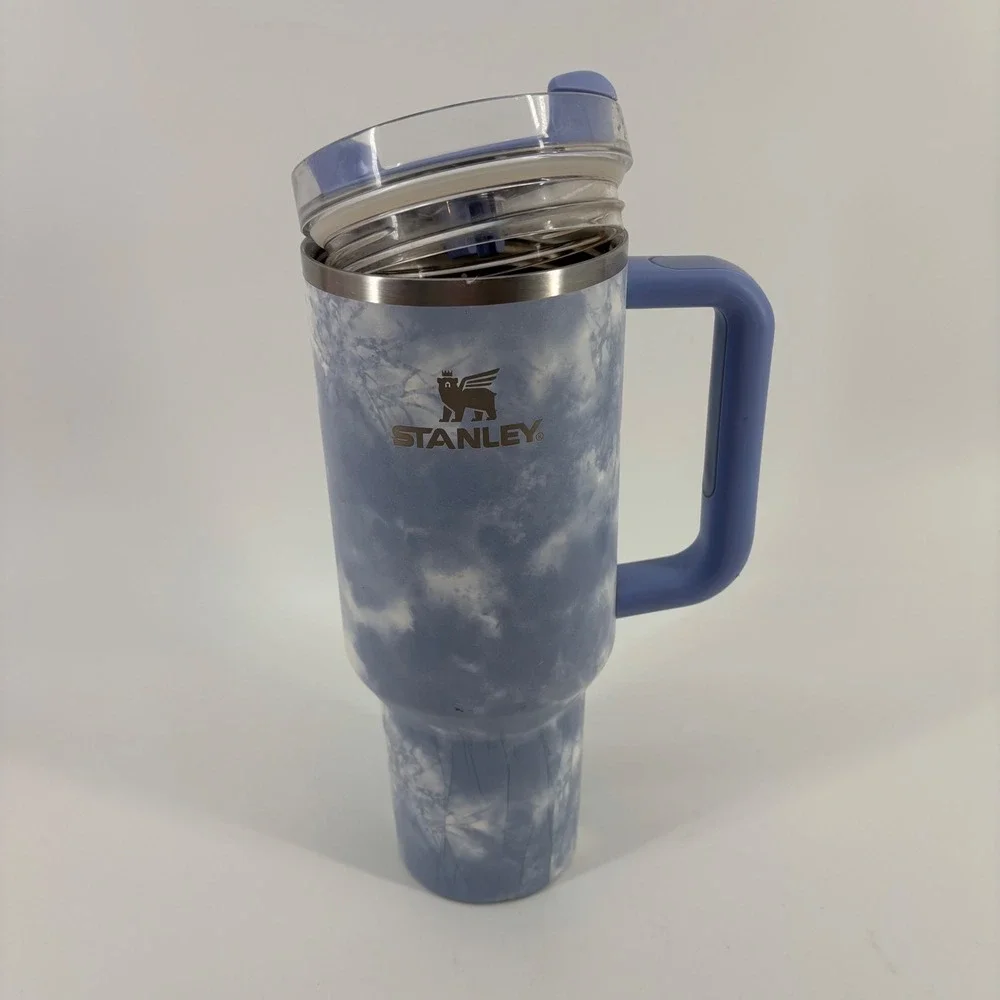 Stanley Quencher H2.0 Tumbler Unisex 40oz Blue Tie Dye Marble Insulated